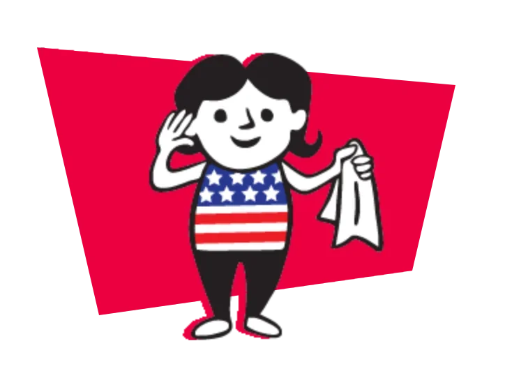 Domestic Cleaning cartoon character in USA vest