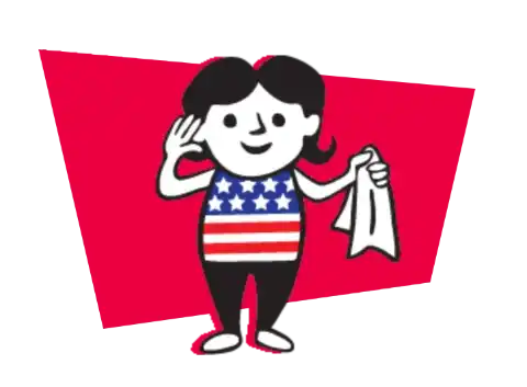 Domestic Cleaning cartoon character in USA vest